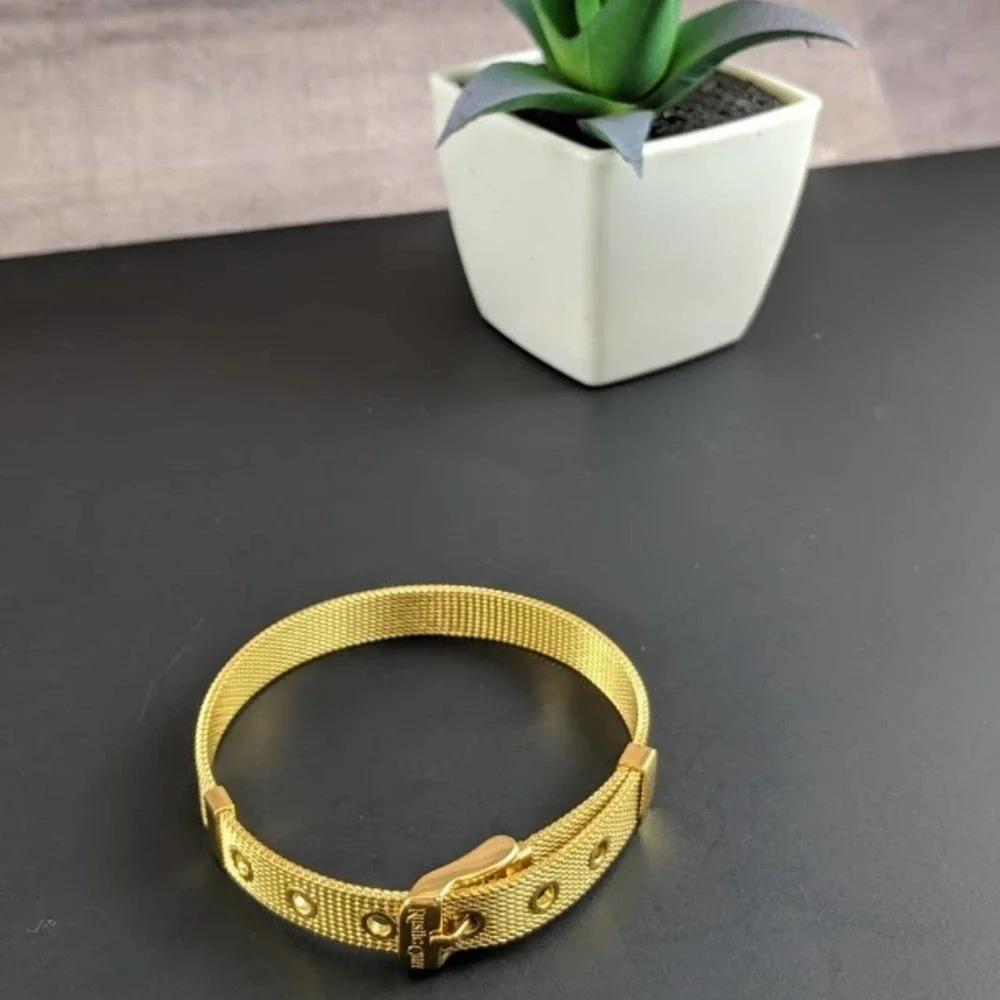 Gold Mesh Rustic Cuff Bracelet